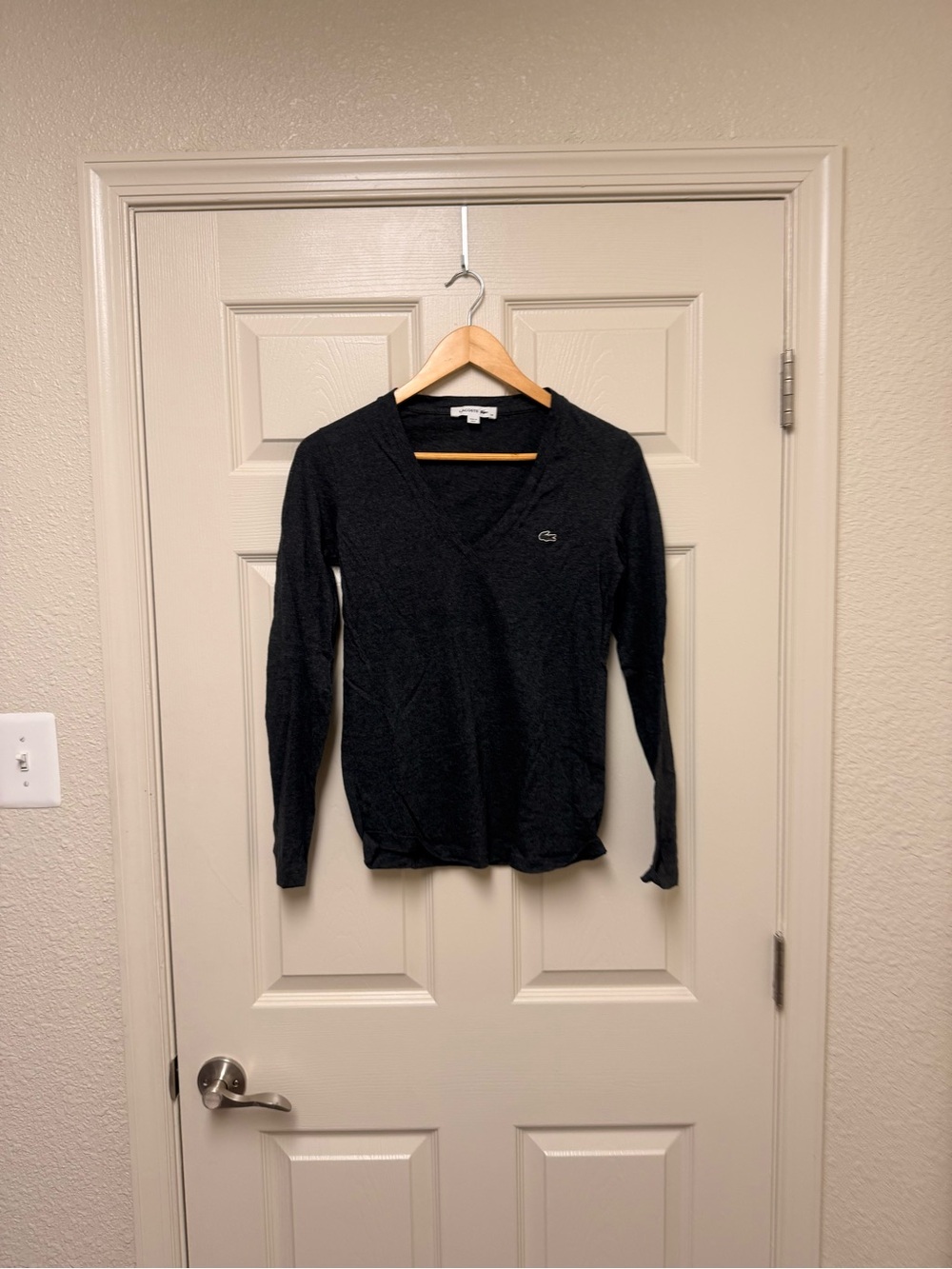 Lacoste Black V-Neck Long Sleeve Pullover